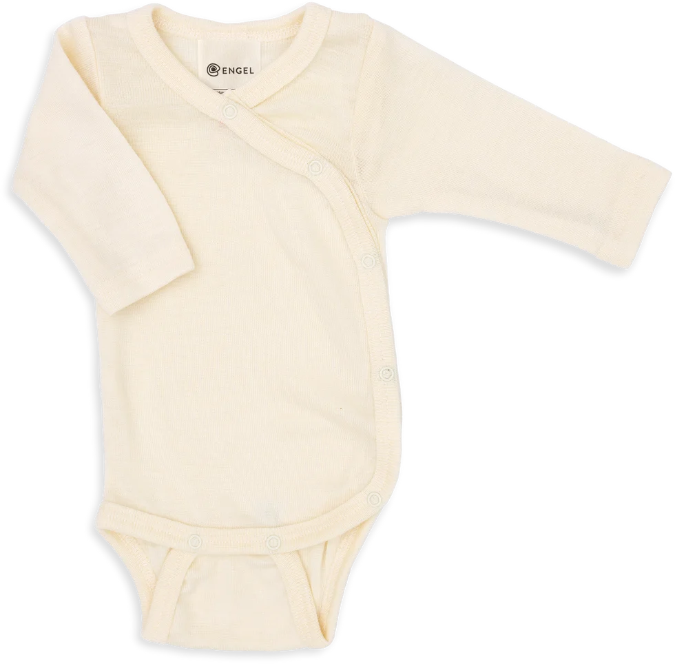 Wrap-around bodysuit long sleeve - 100% wool-silk - Engel Natur