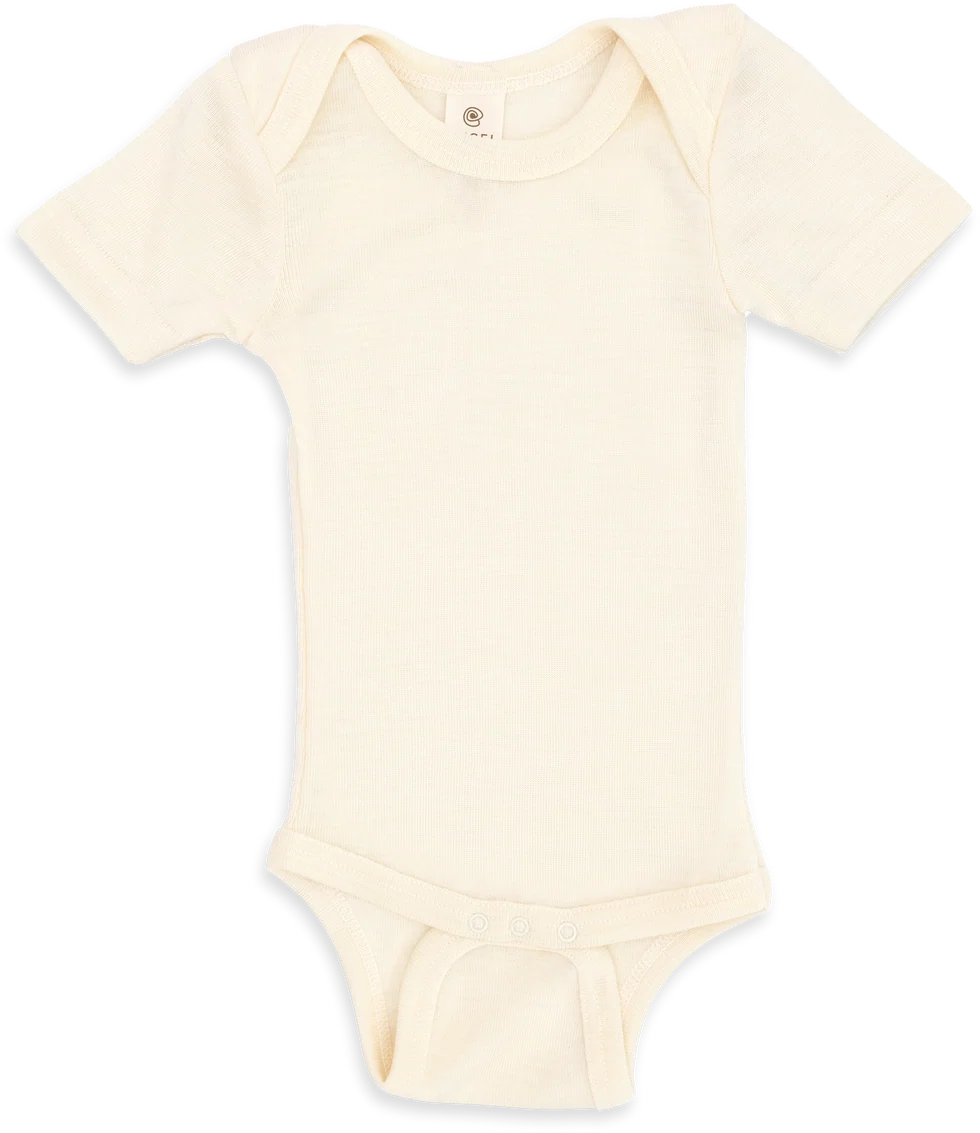 Kurzarmbody - 100% Wolle-Seide - Engel Natur