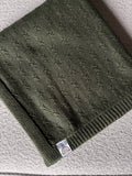 Olive - Knitted Merino Wool Baby- and Swaddle Blanket 80x100 cm