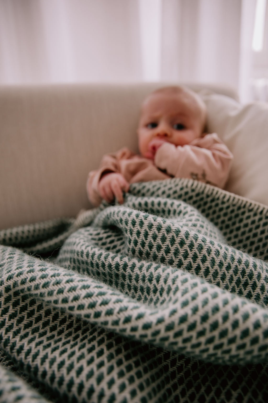 Ledikantdeken wol - Bosgroen