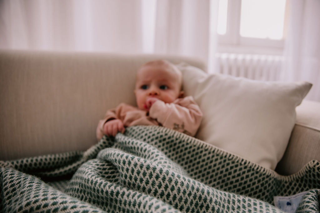 Ledikantdeken wol - Bosgroen