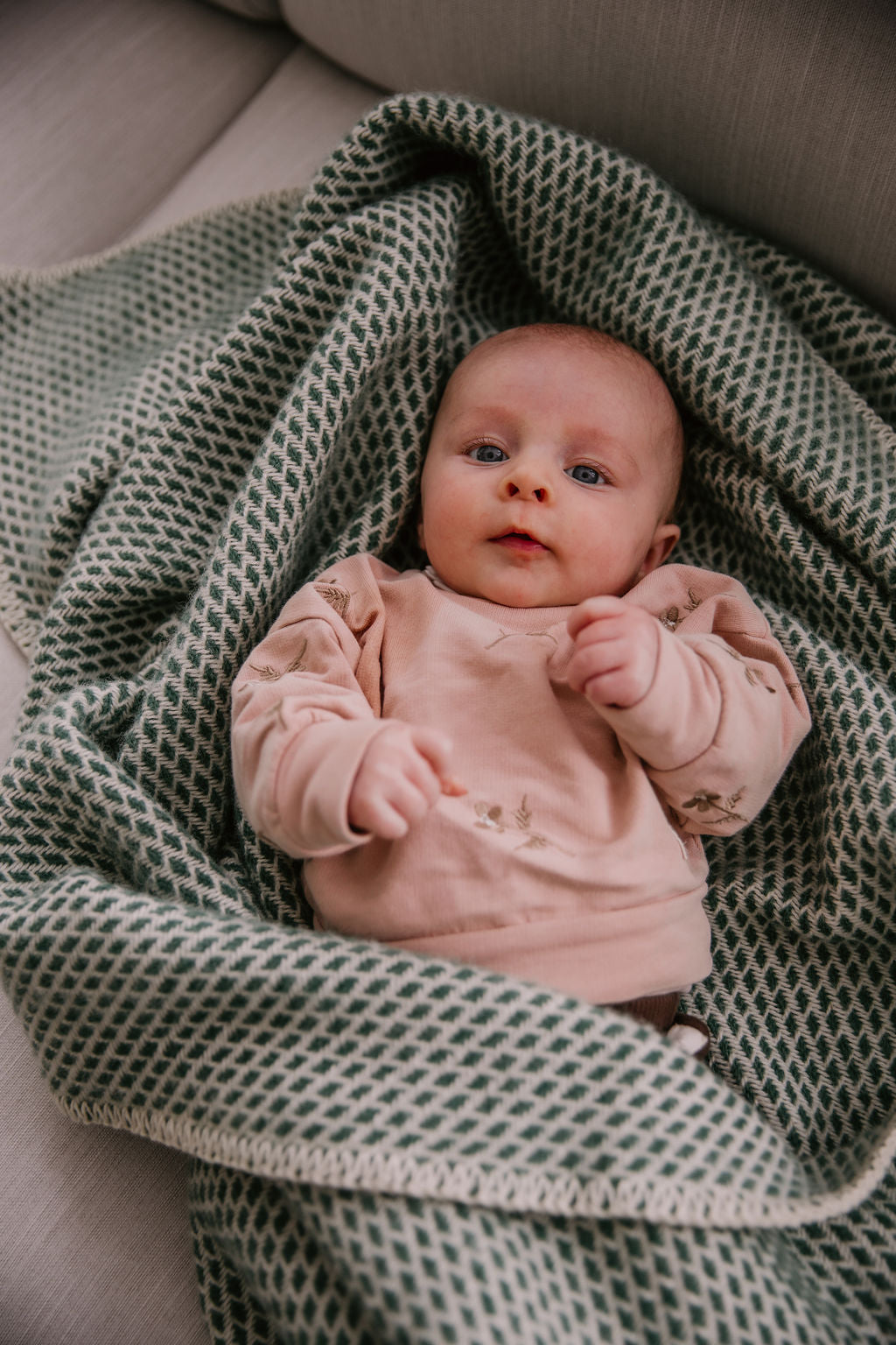 Ledikantdeken wol - Bosgroen