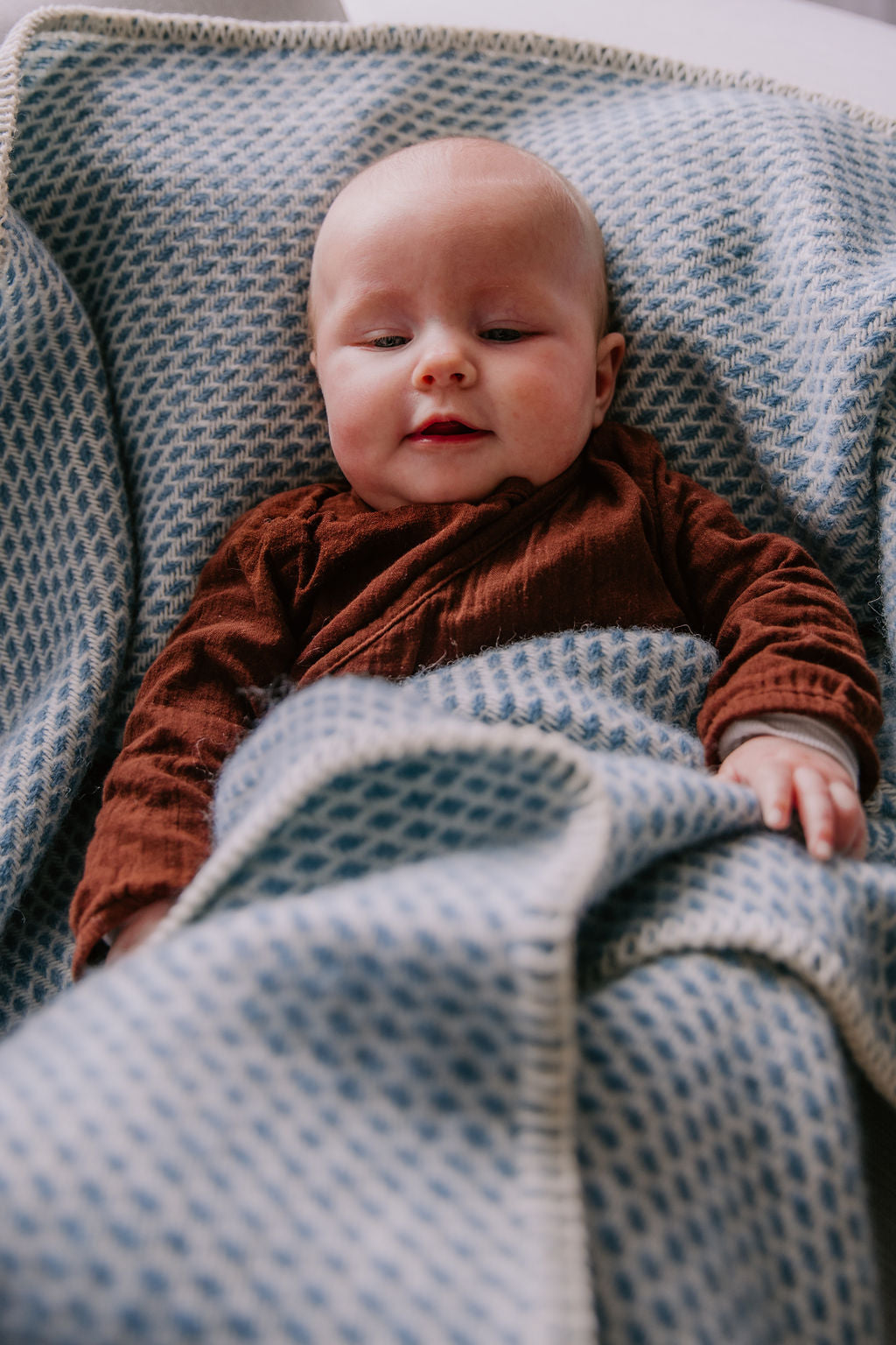 Ledikantdeken wol - Blauw