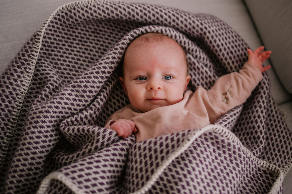 Ledikantdeken wol - Paars