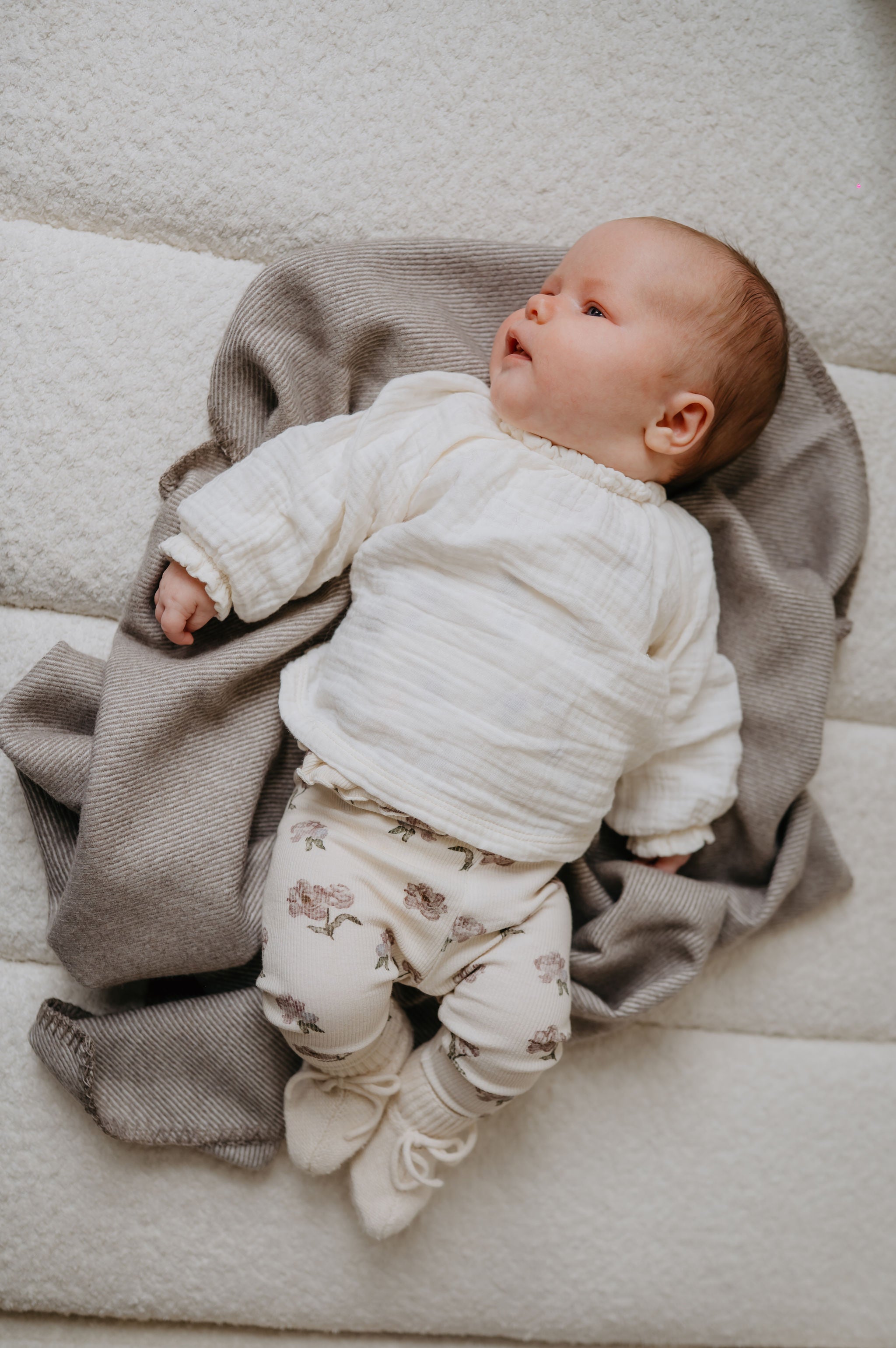 Beige - Merino wollen wieg- en omslagdeken 70x90 cm