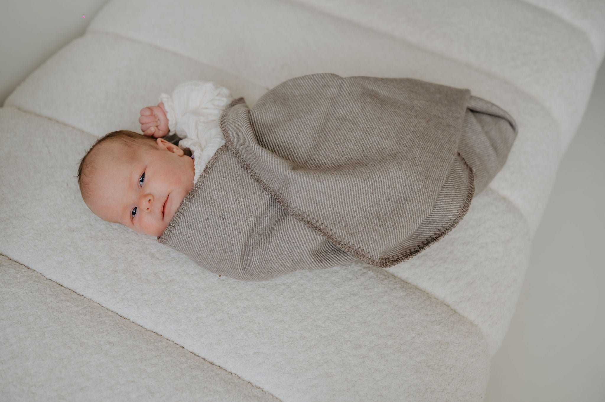 Beige - Merino wollen wieg- en omslagdeken 70x90 cm