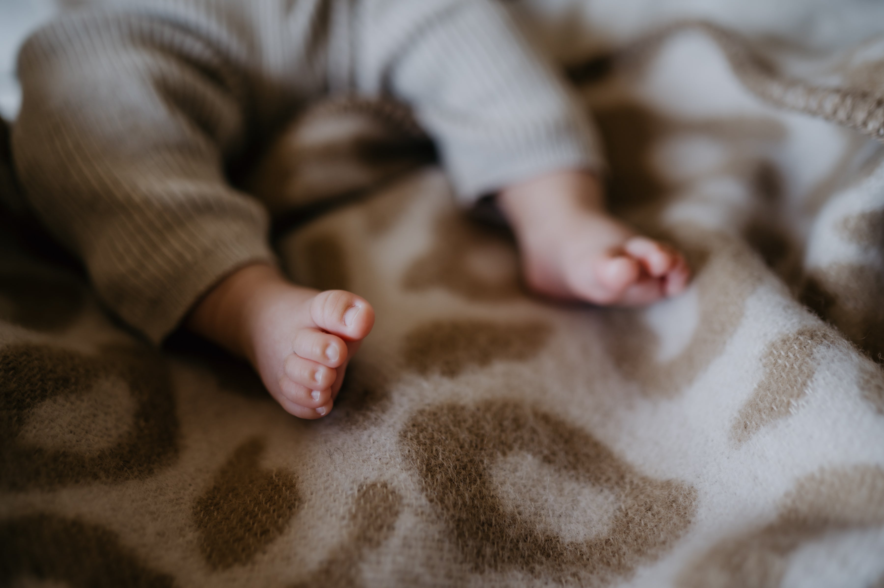 Wiegdeken wol - panter beige