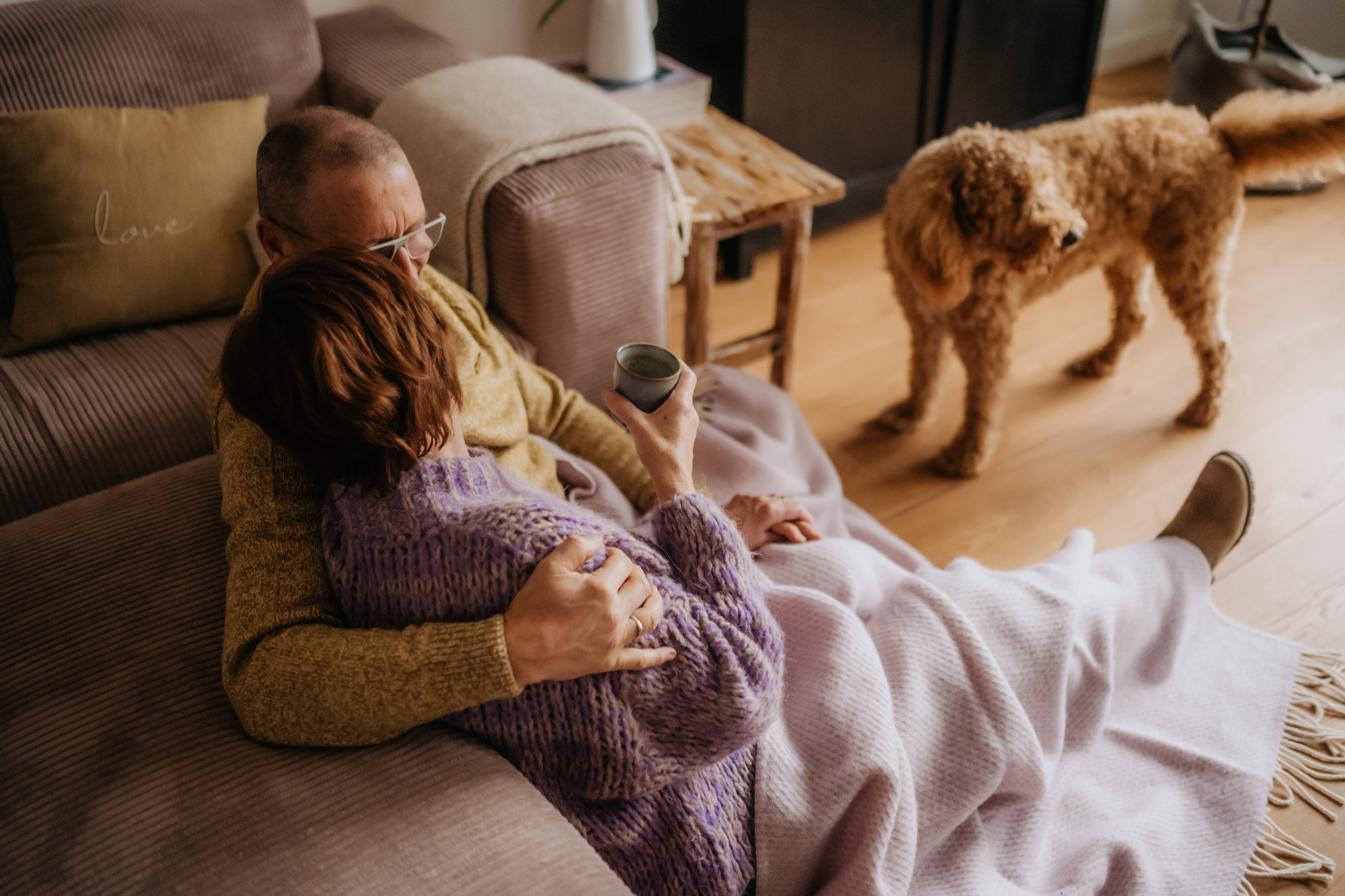 Wollen deken / plaid groot - Lila