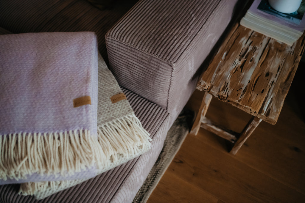 Wollen deken / plaid groot - Lila