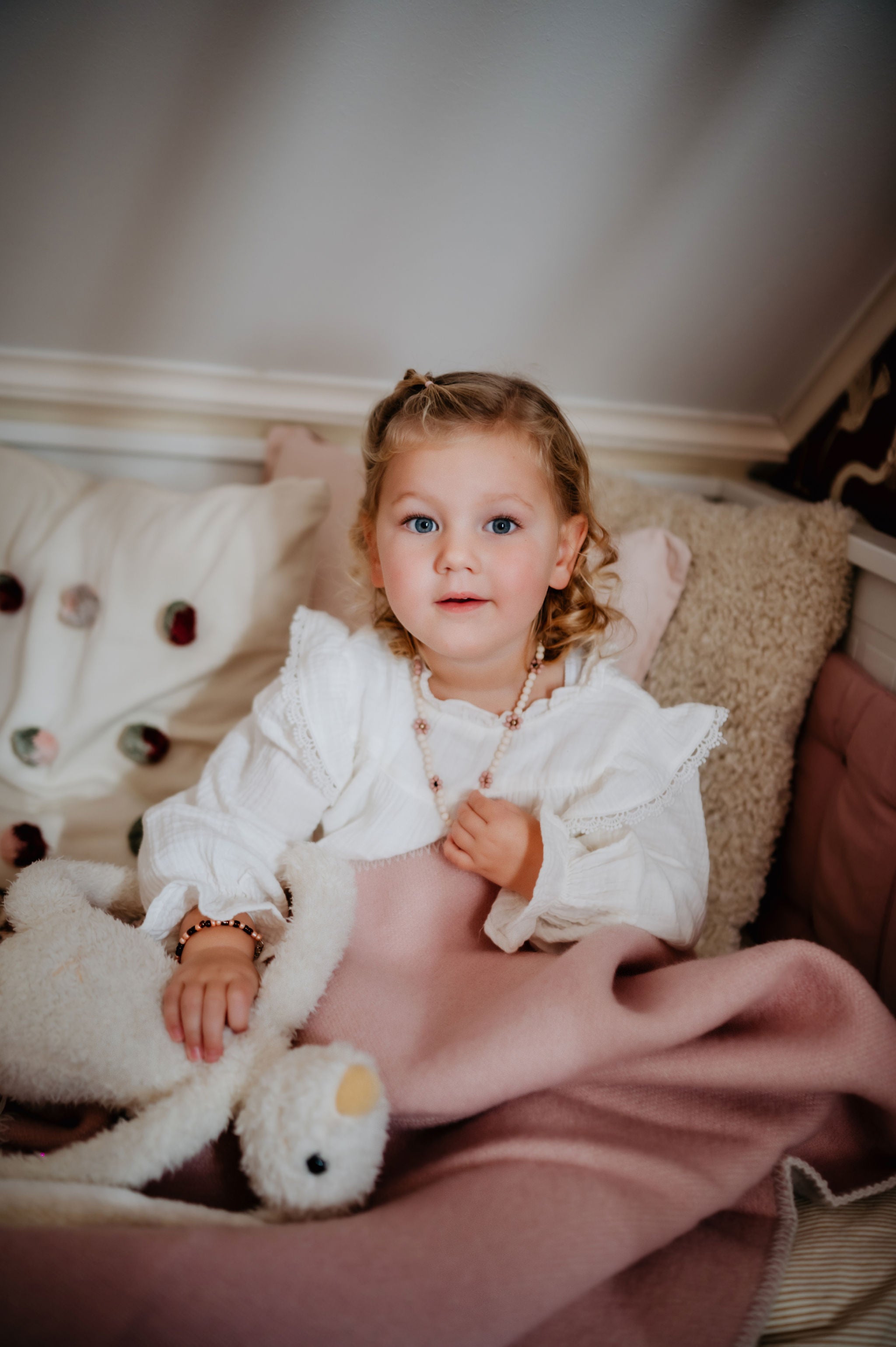 Ledikantdeken wol - Duo - Pink & Cream