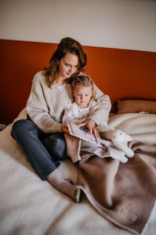 Ledikantdeken wol - Duo - Coffee & Cream