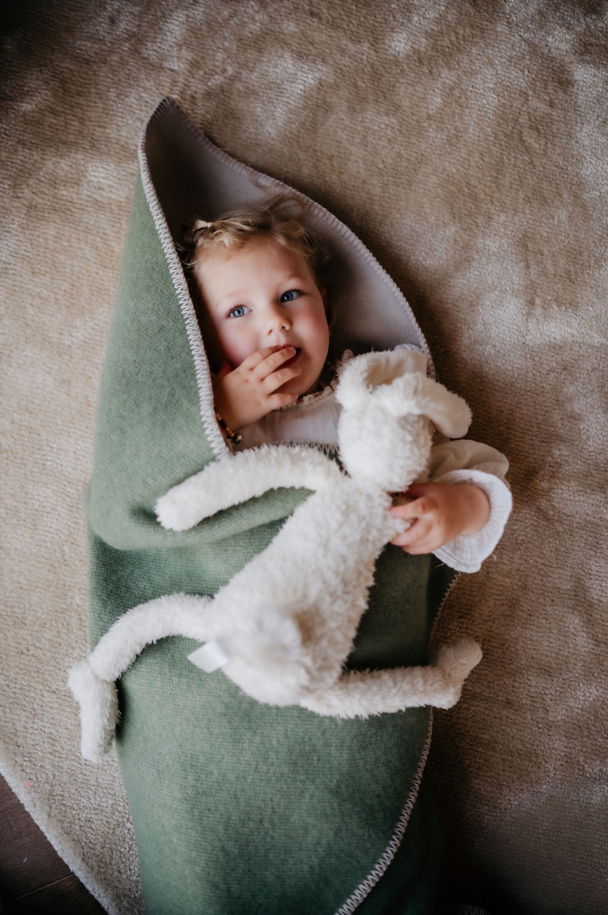 Ledikantdeken wol - Duo - Agave & Cream