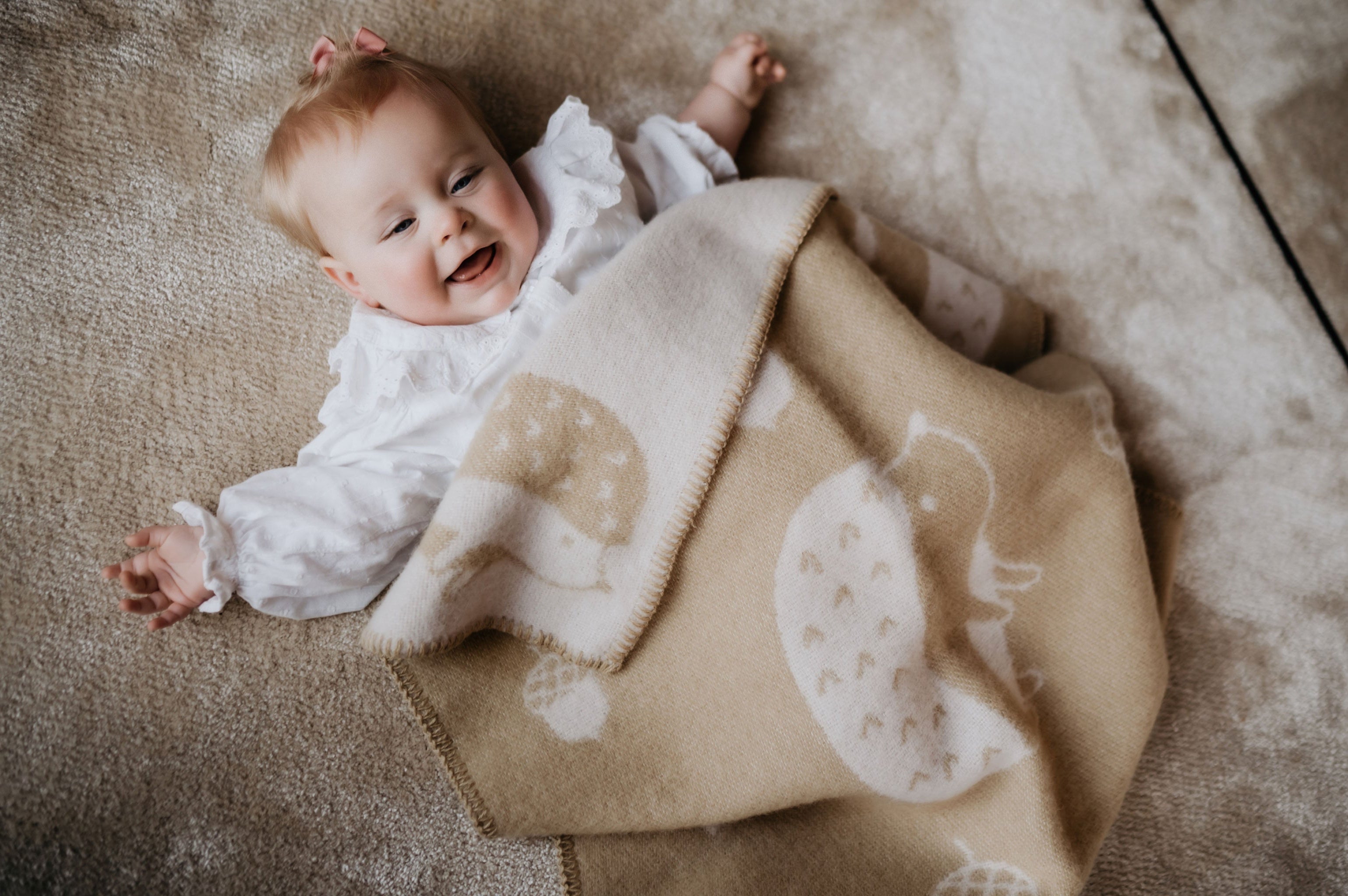 Ledikantdeken wol - Egeltjes - Zand