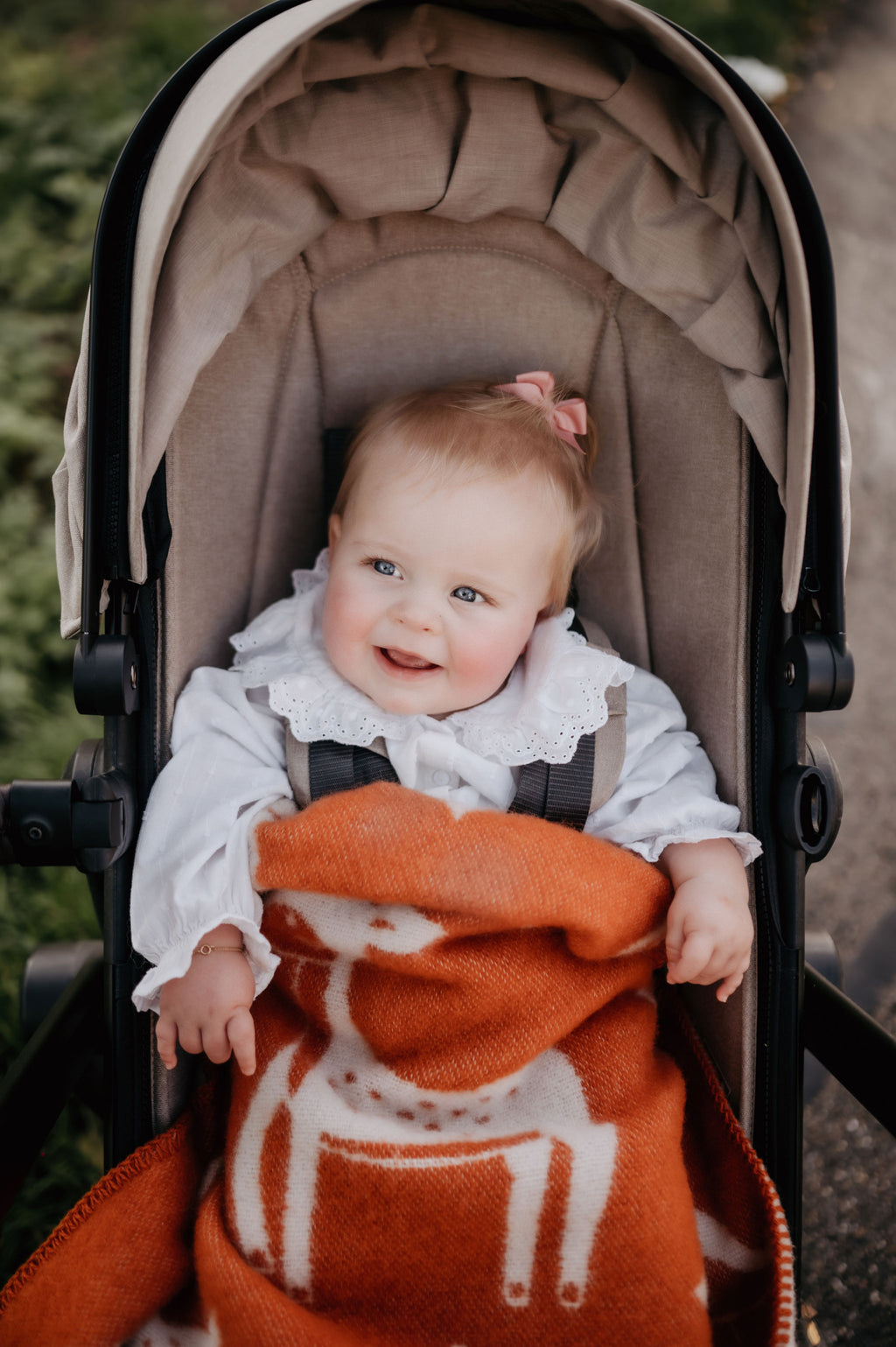 Ledikantdeken wol - Hertjes - Terracotta