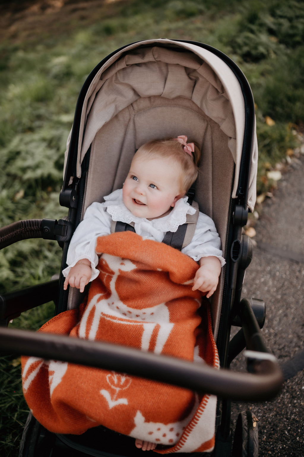 Ledikantdeken wol - Hertjes - Terracotta