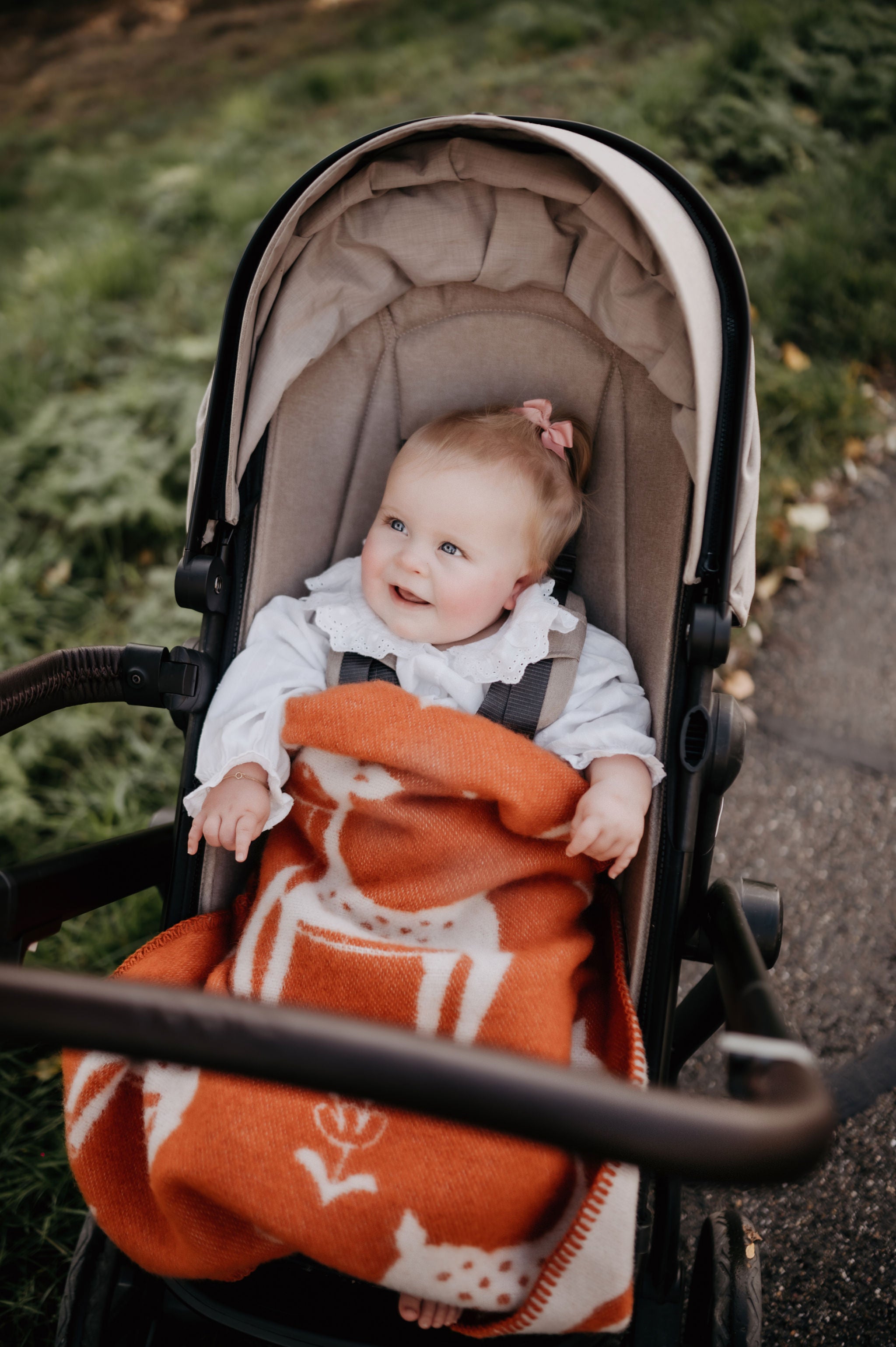 Ledikantdeken wol - Hertjes - Terracotta