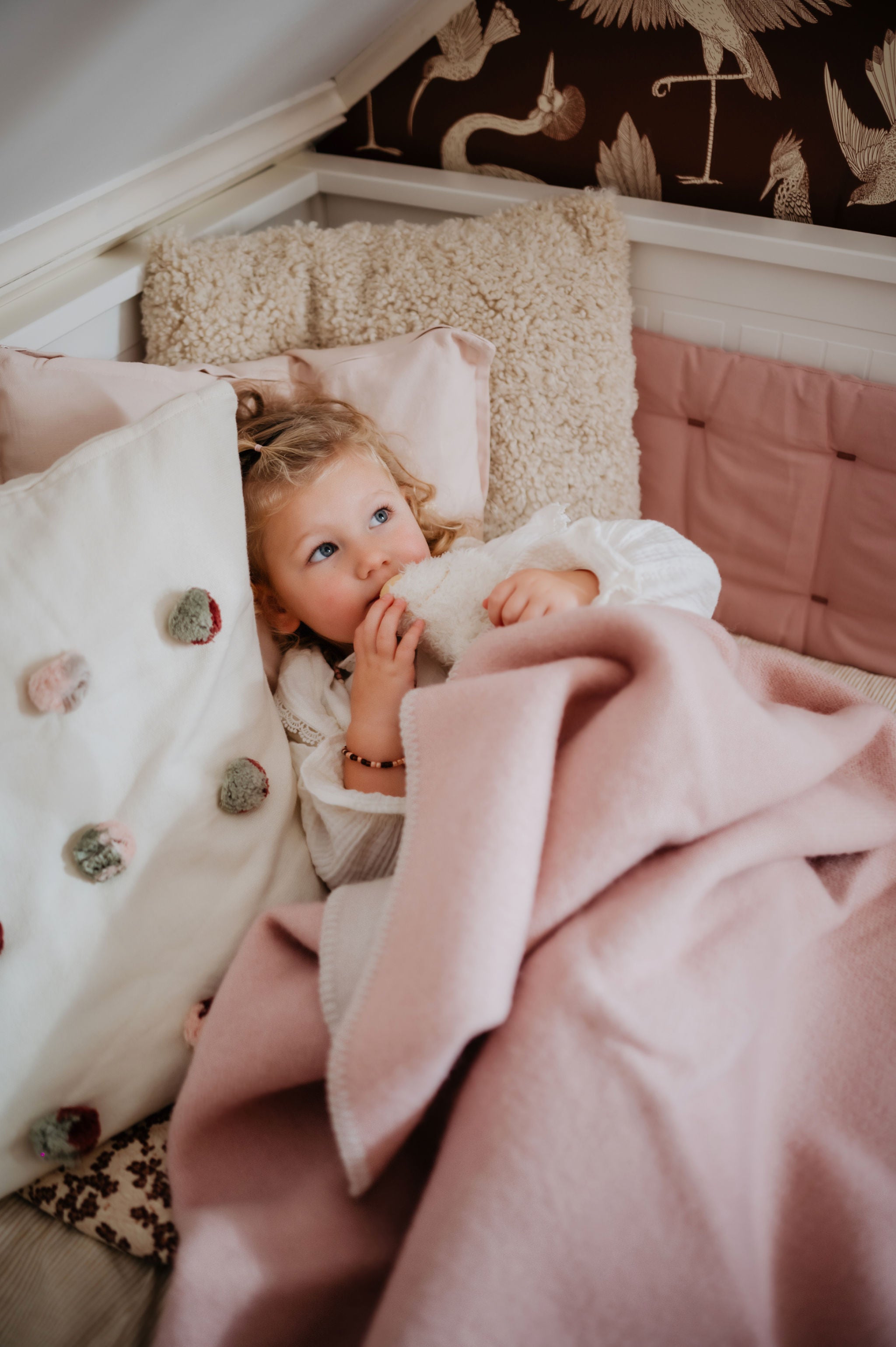 Ledikantdeken wol - Duo - Pink & Cream