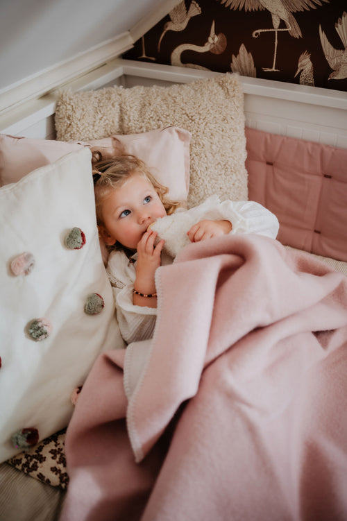 Ledikantdeken wol - Duo - Pink & Cream