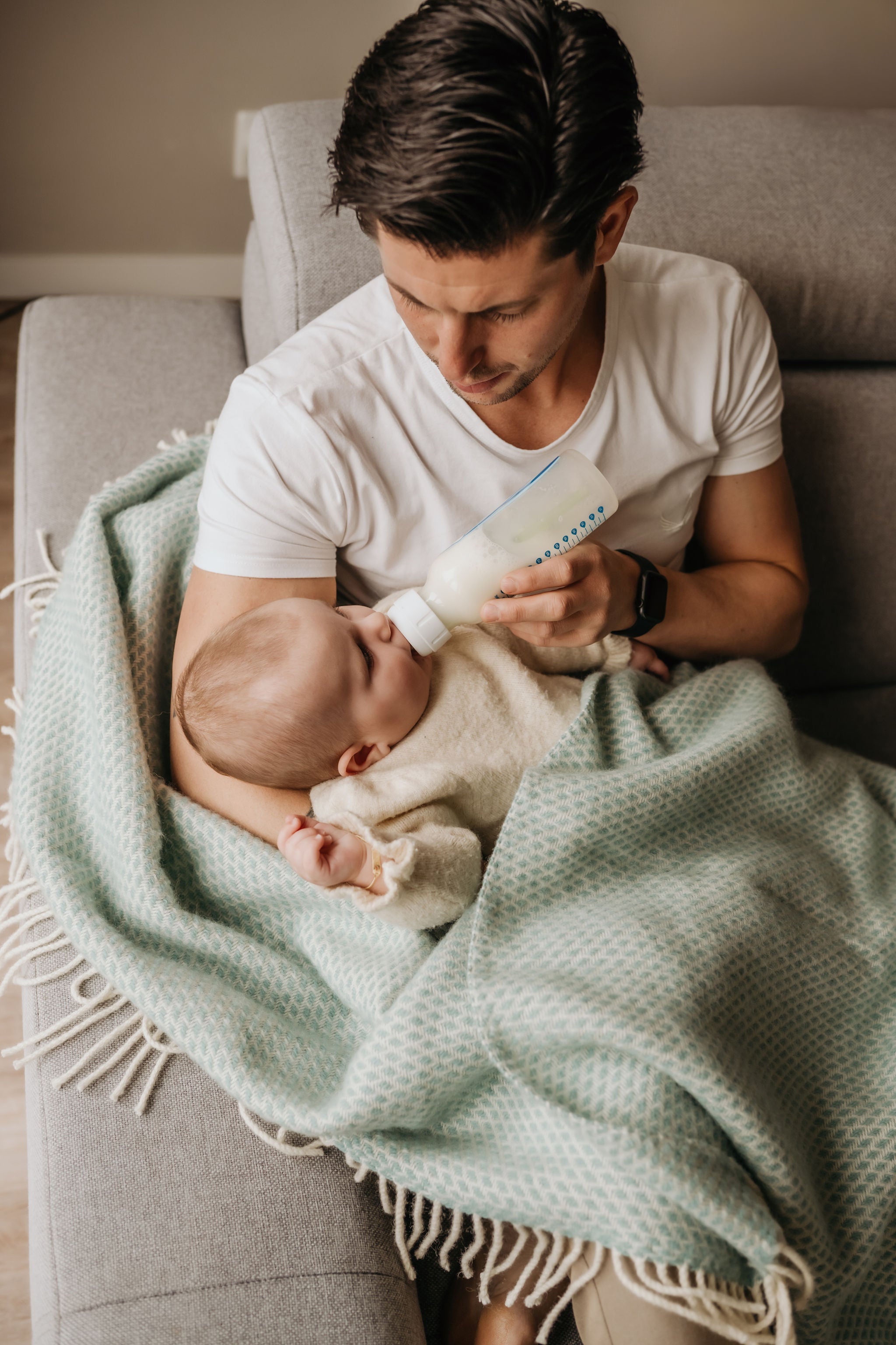 Wollen deken / plaid groot - Mint