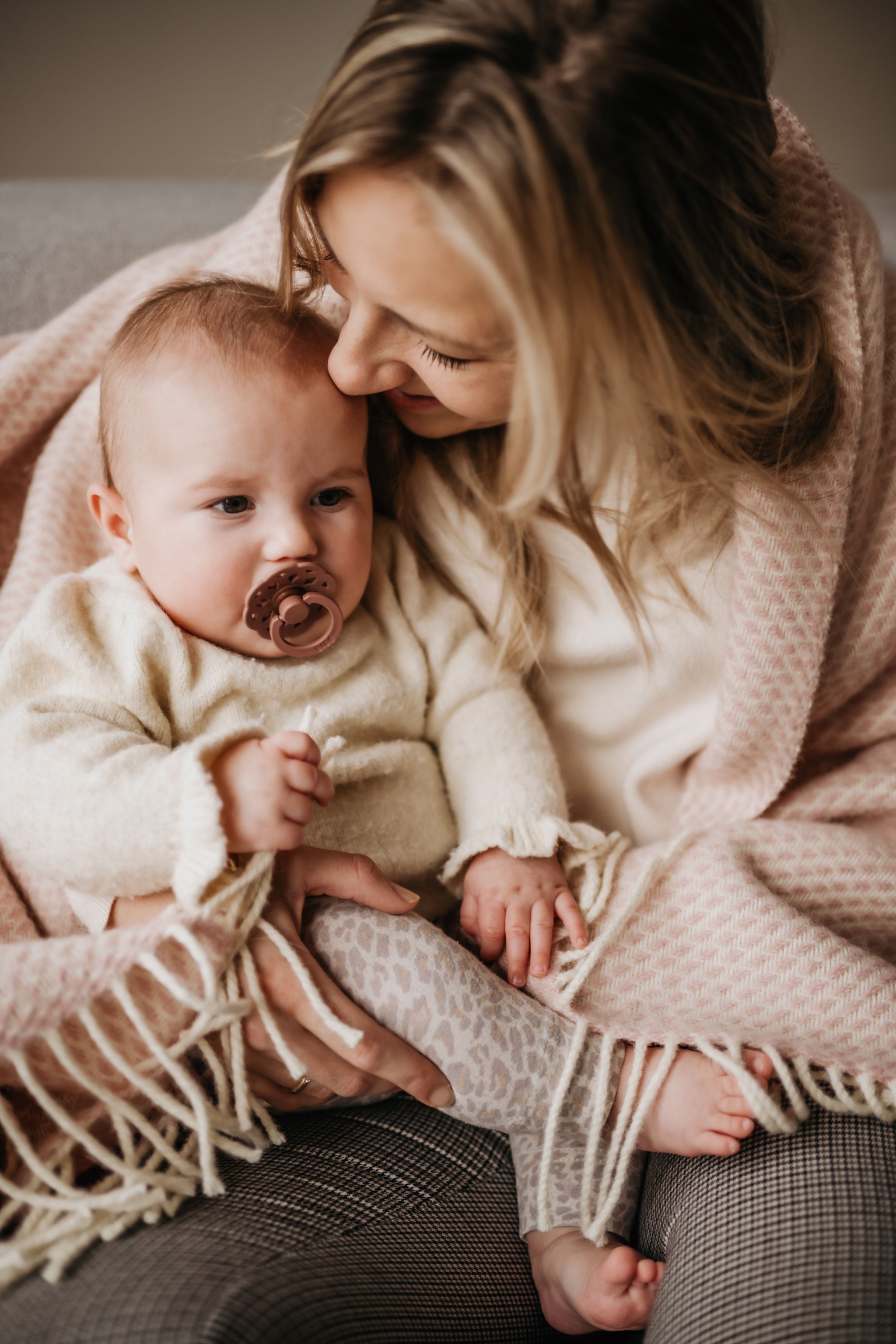 Wollen deken / plaid groot - Zacht roze