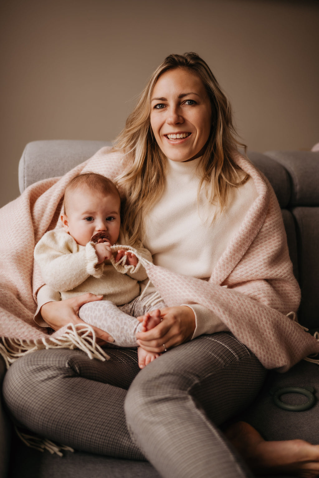 Wollen deken / plaid groot - Zacht roze