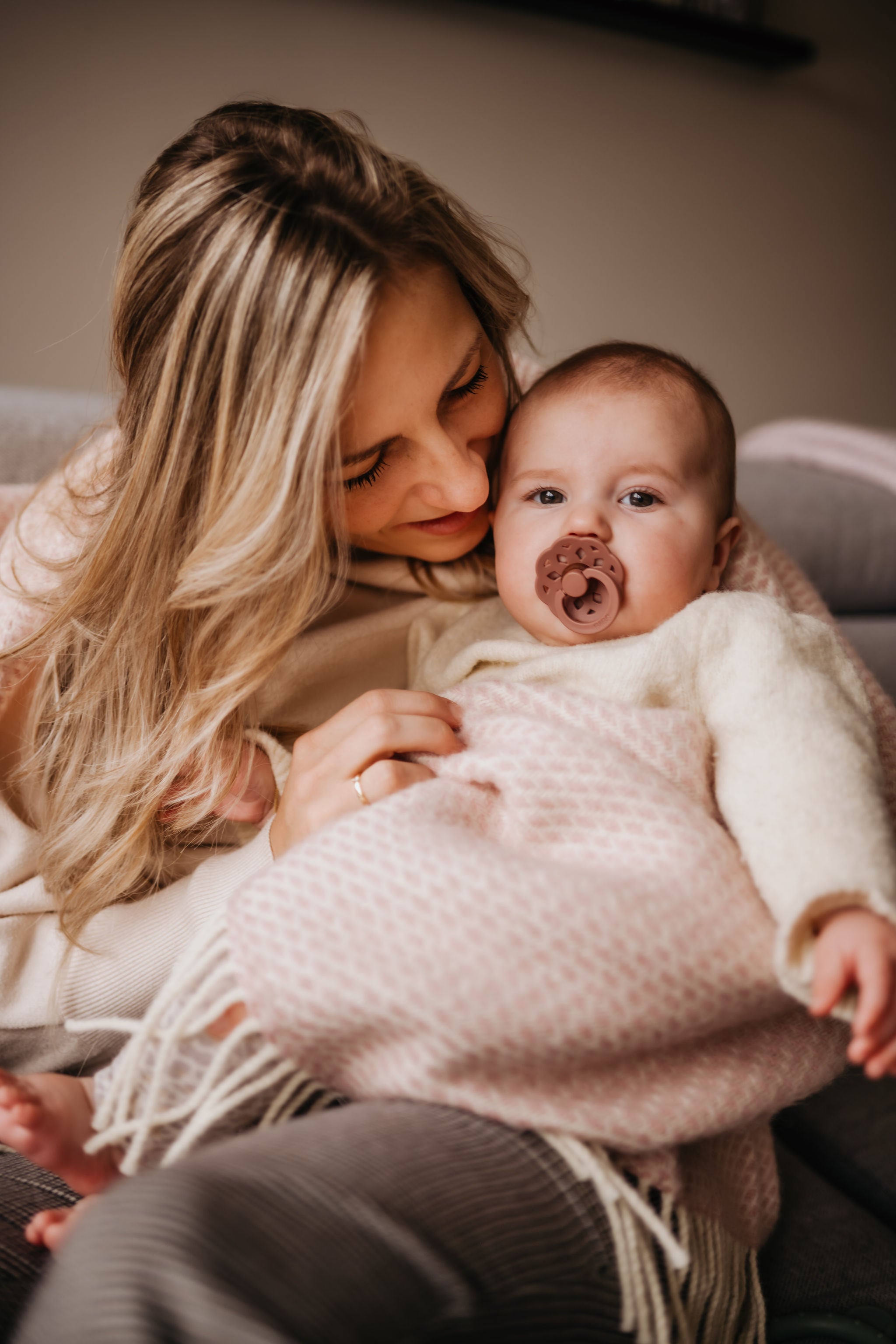 Wollen deken / plaid groot - Zacht roze