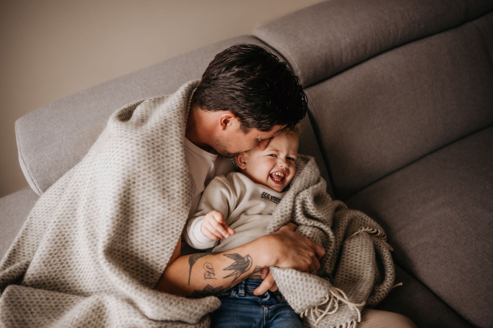 Wollen deken / plaid groot - Grey