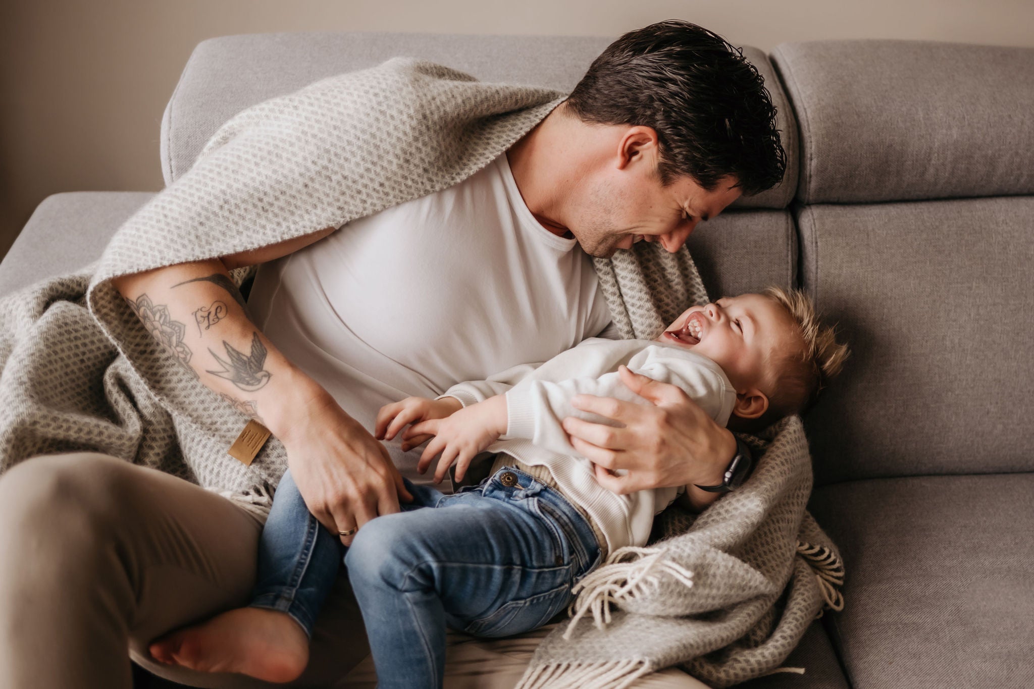 Wollen deken / plaid groot - Grey