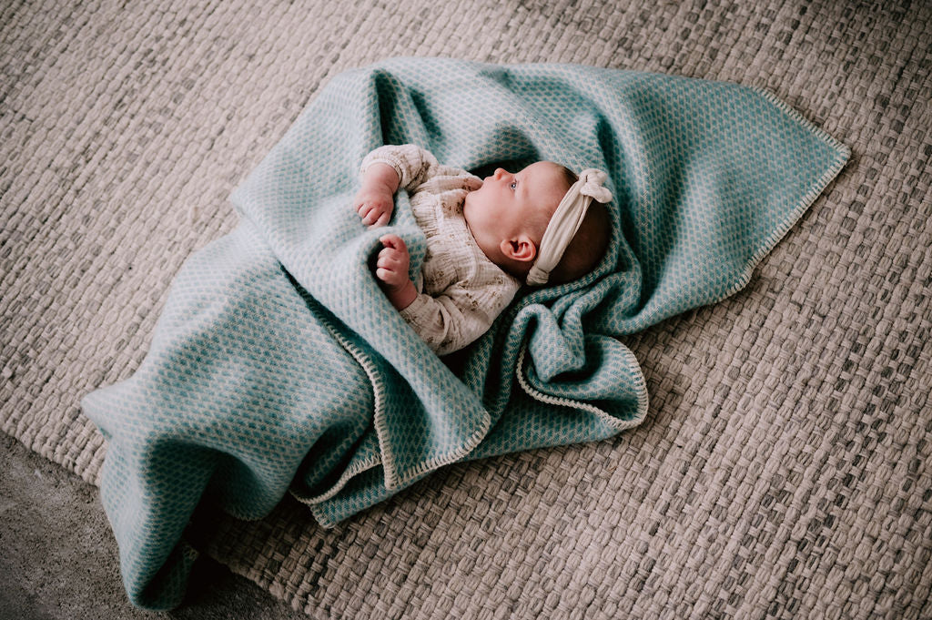 Ledikantdeken wol - Mint