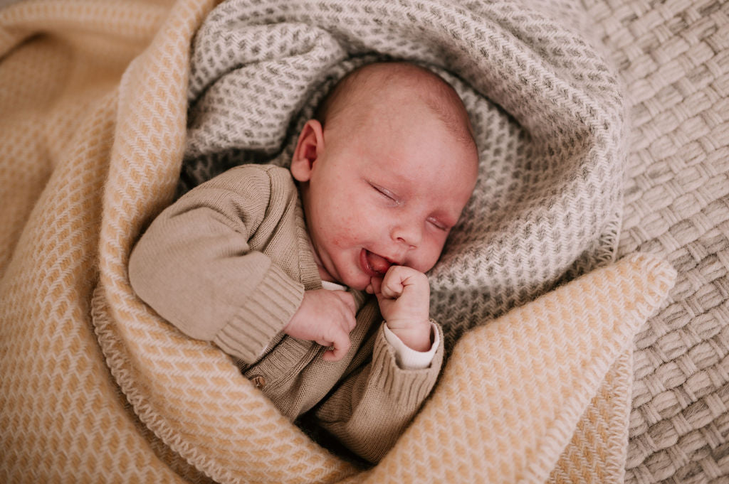 Ledikantdeken wol - Geel