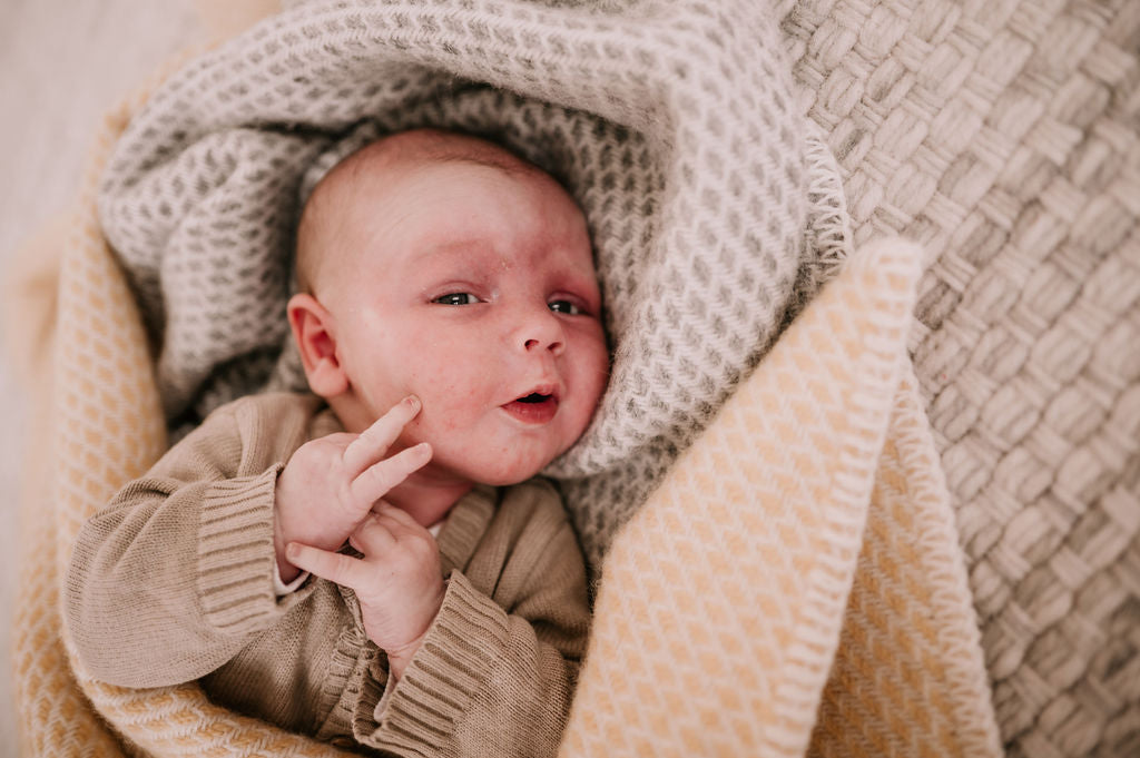 Ledikantdeken wol - Geel
